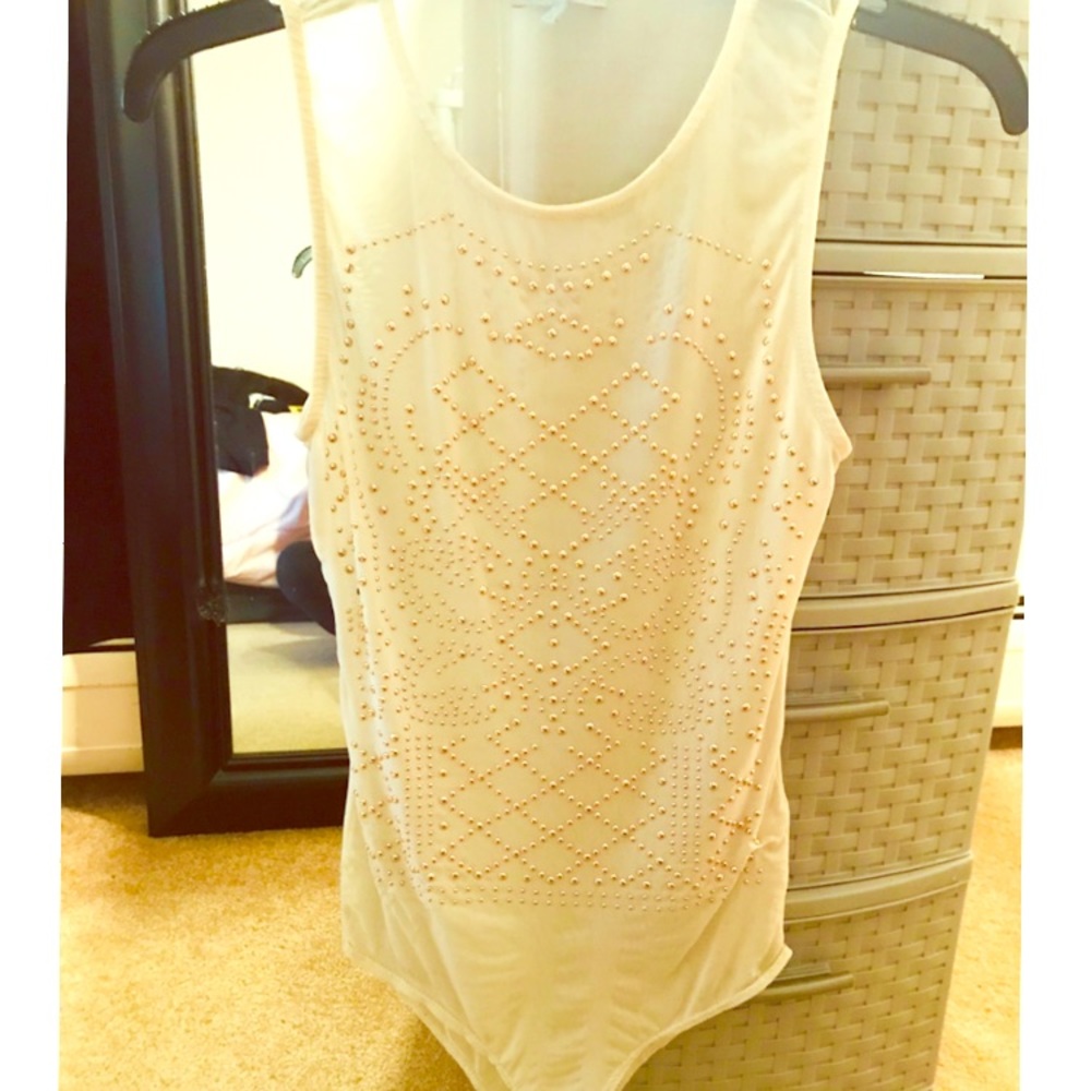 ❤️Sheer Cream Studded Body Suit❤️
